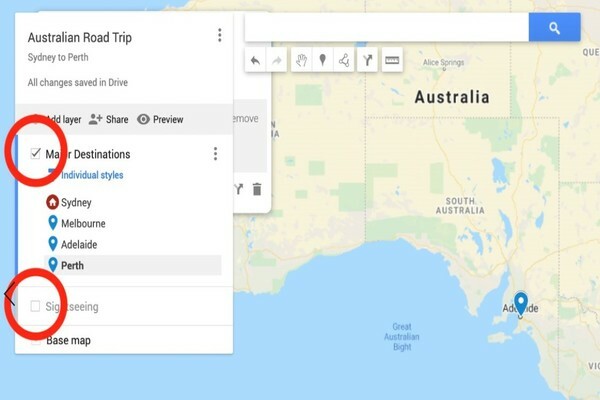 google maps trip planner australia